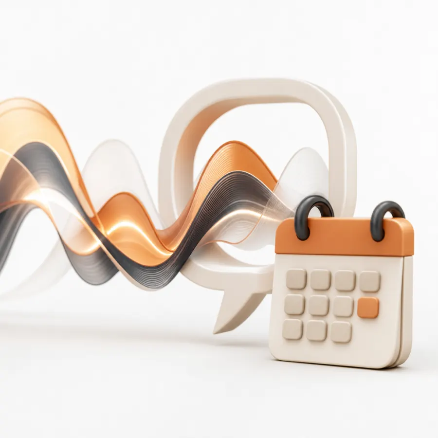 3D illustration of an AI voice agent turning a phone conversation into a booked appointment