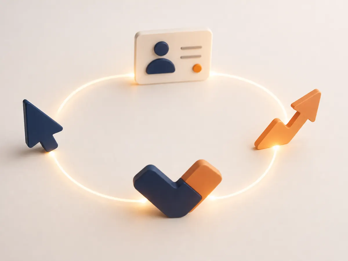 Feedback loop illustration showing offline conversion import from CRM back to ad platforms