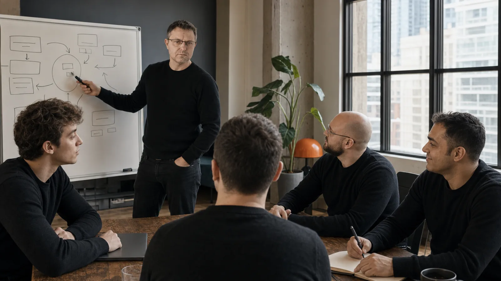 IN-STORE team Alex Makarov, Andrew Liashok, Artem Dryevov, Elnur Kasumov and Volodymyr Kravchuk planning client automation